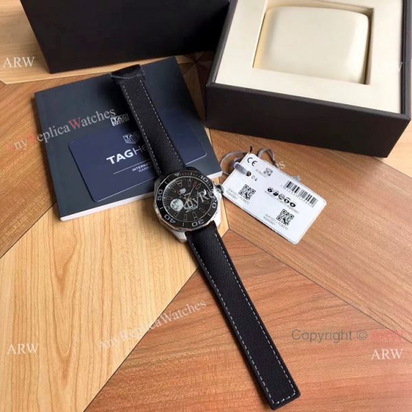 Super Clone TagHeuer Aquaracer Calibre 5 Watch Black Leather Strap Super Clone TagHeuer Aquaracer Calibre 5 Watch Black Leather Strap