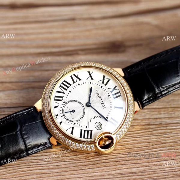 Swiss Grade Fake Cartier Ballon Bleu De Gold Diamond Watch 42mm XL Swiss Grade Fake Cartier Ballon Bleu De Gold Diamond Watch 42mm XL