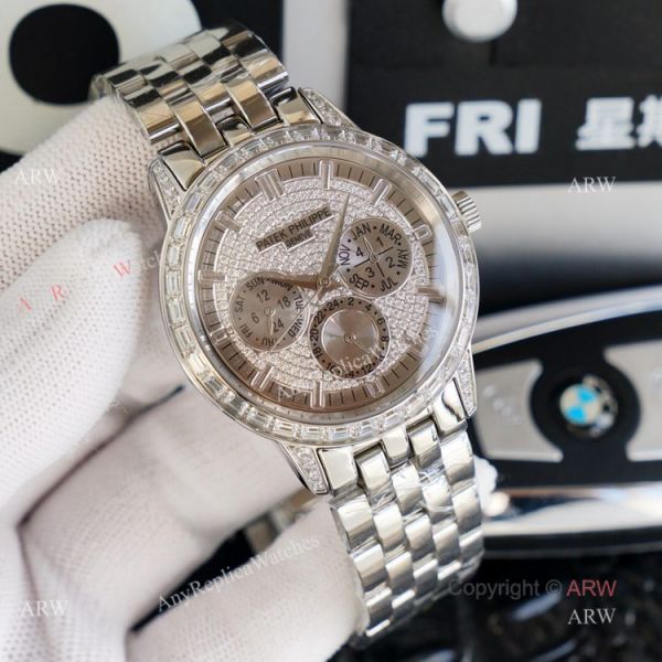 Swiss 9100 Patek Philippe Baguette Diamond Rose Gold Watch Replica 41mm Swiss 9100 Patek Philippe Baguette Diamond Rose Gold Watch Replica 41mm
