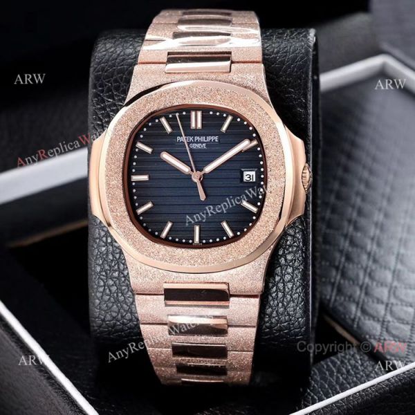 Best Clone Patek Philippe Nautilus Frosted Rose Gold Watches 40mm Best Clone Patek Philippe Nautilus Frosted Rose Gold Watches 40mm
