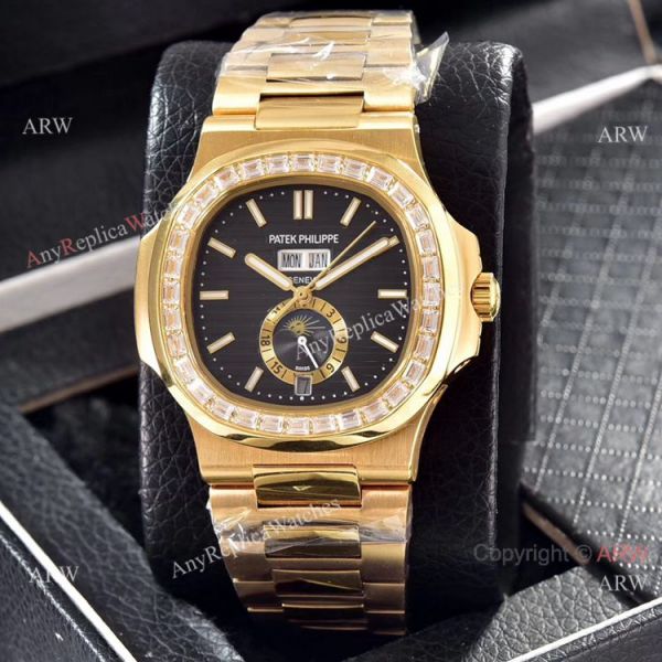 Wholesale Copy Patek Philippe Annual Calendar Watches Yellow Gold with Diamond Wholesale Copy Patek Philippe Annual Calendar Watches Yellow Gold with Diamond