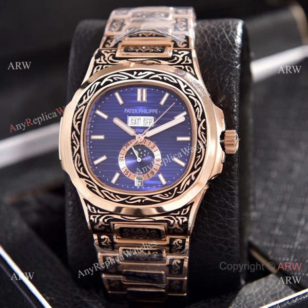 Patek Philippe Annual Calendar Copy Watches Rose Gold Engraving Patek Philippe Annual Calendar Copy Watches Rose Gold Engraving