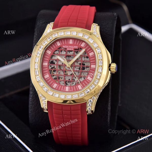 Replica Patek Philippe Aquanaut Watches Brown Hollow Dial Diamond Bezel Replica Patek Philippe Aquanaut Watches Brown Hollow Dial Diamond Bezel