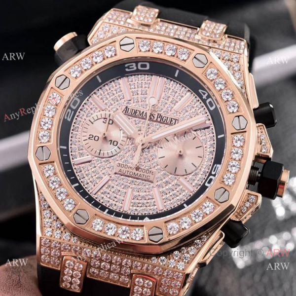 Audemars Piguet Royal Oak Offshore Diver Iced Out Watches Rubber Strap Audemars Piguet Royal Oak Offshore Diver Iced Out Watches Rubber Strap