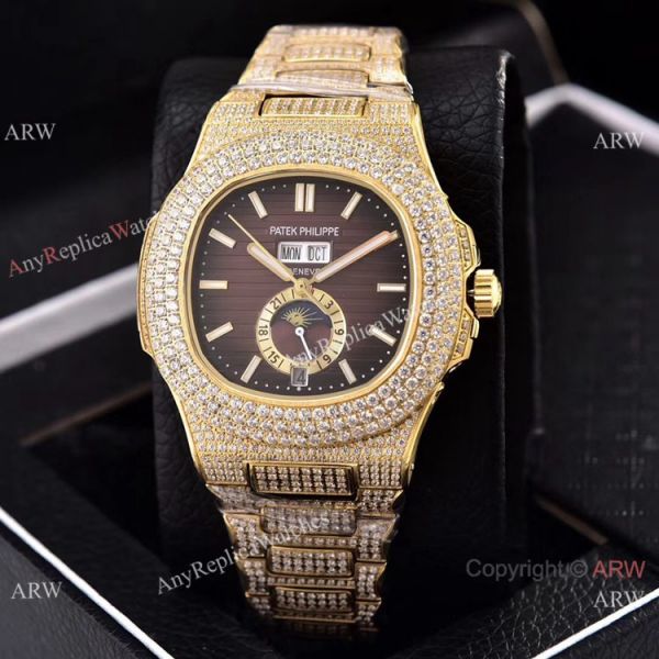 Patek Philippe Annual Calendar Full Diamonds 41mm Watches All Gold Case Patek Philippe Annual Calendar Full Diamonds 41mm Watches All Gold Case