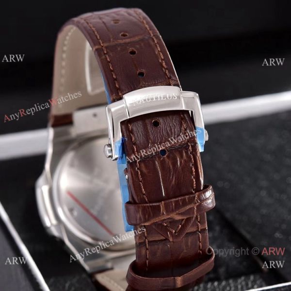 Japan Grade Patek Philippe Nautilus Diamonds Watches Gray Leather Strap Japan Grade Patek Philippe Nautilus Diamonds Watches Gray Leather Strap