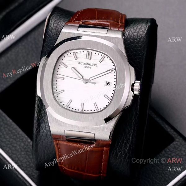 Buy Knockoff Patek Philippe Nautilus Watches SS Gray Dial Leather Strap Buy Knockoff Patek Philippe Nautilus Watches SS Gray Dial Leather Strap