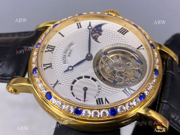 Super Clone Patek Philippe Tourbillon Moon phase Diamond Watch Gold Power Reserve Super Clone Patek Philippe Tourbillon Moon phase Diamond Watch Gold Power Reserve