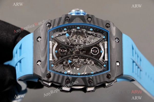KV Factory 1:1 Best Copy Richard Mille Tourbillon Pablo Mac Donough RM 53-01 Watch Blue Rubber Strap KV Factory 1:1 Best Copy Richard Mille Tourbillon Pablo Mac Donough RM 53-01 Watch Blue Rubber Strap