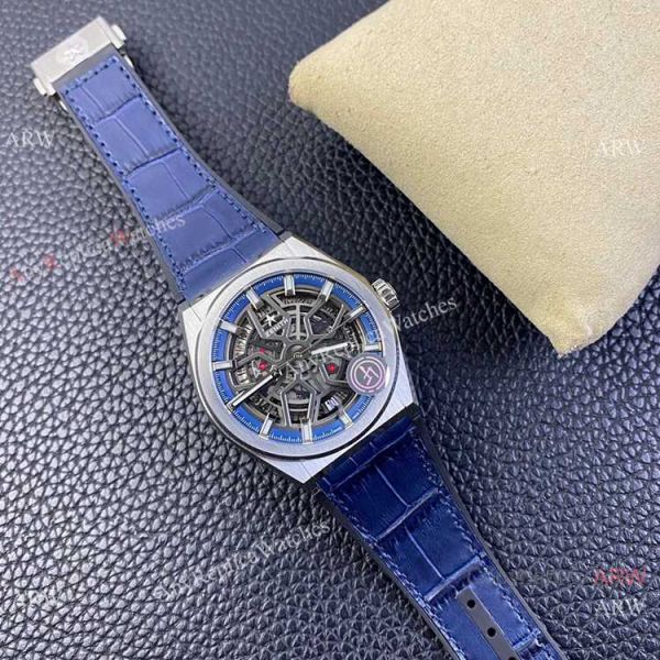 LF Factory Zenith Defy classic Skeleton Watch Blue Gummy Strap LF Factory Zenith Defy classic Skeleton Watch Blue Gummy Strap