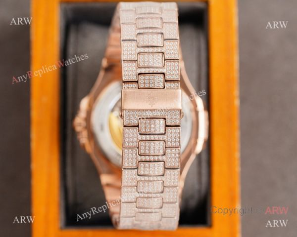 Swiss Grade Copy Patek Philippe Nautilus 9015 Ultra-thin Watch 40mm Full Diamond Dial All Rose Gold Swiss Grade Copy Patek Philippe Nautilus 9015 Ultra-thin Watch 40mm Full Diamond Dial All Rose Gold