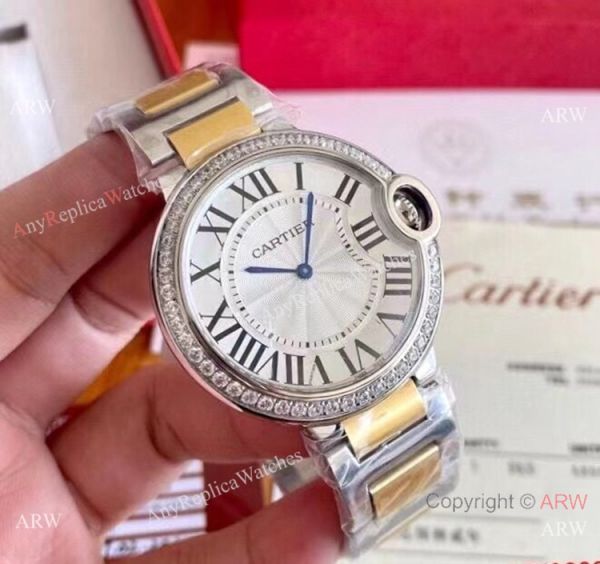Copy Cartier Ballon Bleu Couple Watches Two Tone Diamond Automatic Movement Copy Cartier Ballon Bleu Couple Watches Two Tone Diamond Automatic Movement