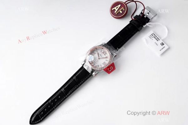 AF Factory Chopard Happy Sport 36mm Watch Black Leather Strap AF Factory Chopard Happy Sport 36mm Watch Black Leather Strap