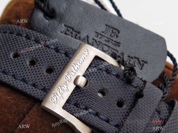 ZF Factory Swiss Replica Blancpain Fifty Fathoms Watch Blue Dial Leather Strap ZF Factory Swiss Replica Blancpain Fifty Fathoms Watch Blue Dial Leather Strap