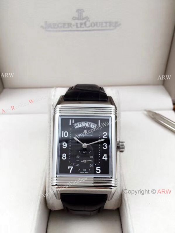 AAA Quality Copy Jaeger LeCoultre Grande Reverso Duo Watch SS Black Dial with Date AAA Quality Copy Jaeger LeCoultre Grande Reverso Duo Watch SS Black Dial with Date