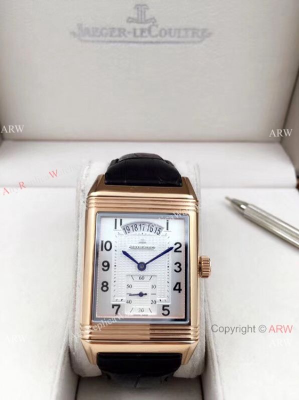 Clone Jaeger LeCoultre Grande Reverso Duo Men Watch Rose Gold with Date Clone Jaeger LeCoultre Grande Reverso Duo Men Watch Rose Gold with Date