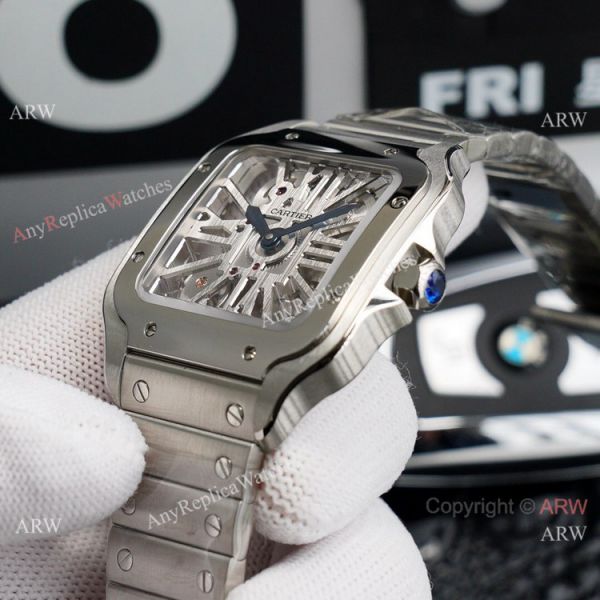 (TW ) Best Skeleton Cartier Santos Stainless Steel Watch For Men High End Replica (TW ) Best Skeleton Cartier Santos Stainless Steel Watch For Men High End Replica