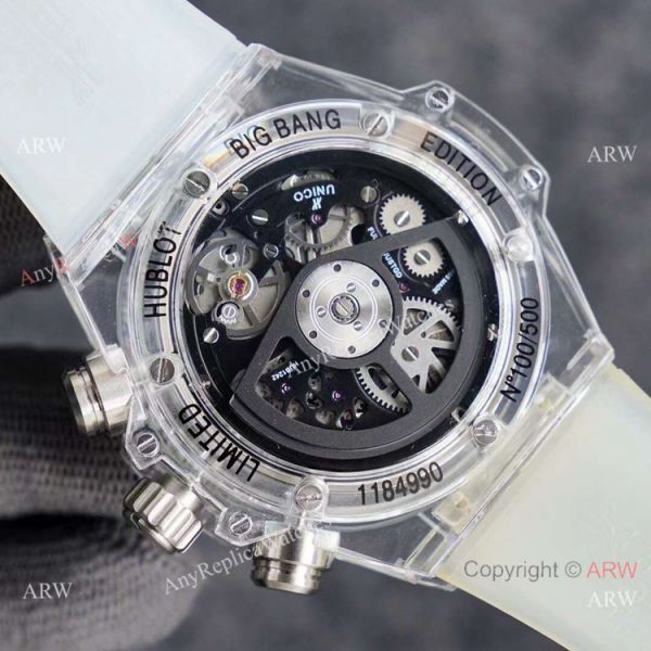 2021 New Hublot Unico Sapphire Transparent Chronograph Watch Black Inner 2021 New Hublot Unico Sapphire Transparent Chronograph Watch Black Inner