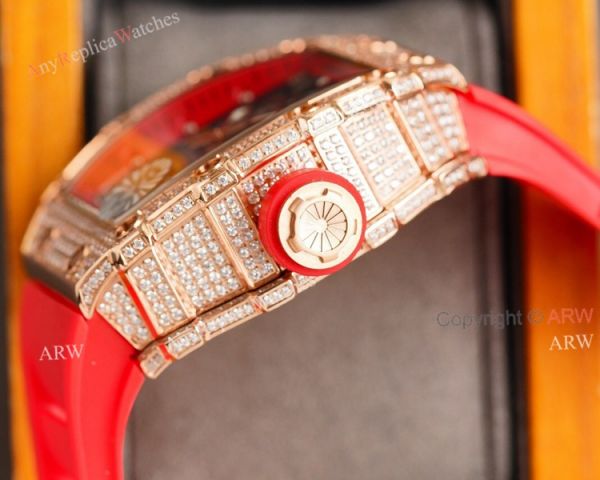 (RM Factory) Knockoff Diamond Richard Mille RM35 01 Rose Gold Watch Red Rubber Band (RM Factory) Knockoff Diamond Richard Mille RM35 01 Rose Gold Watch Red Rubber Band