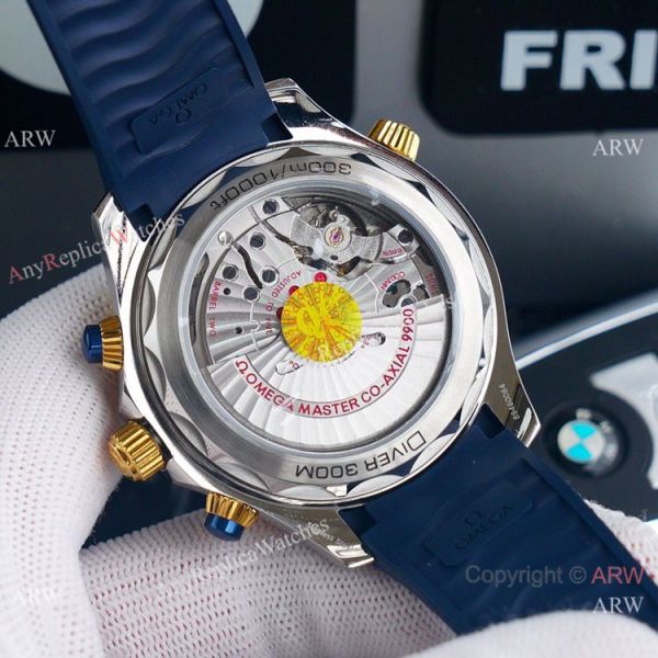 (TW) AAA Replica Omega Seamaster Diver 300m Chronograph Watch Two Tone Blue Dial (TW) AAA Replica Omega Seamaster Diver 300m Chronograph Watch Two Tone Blue Dial