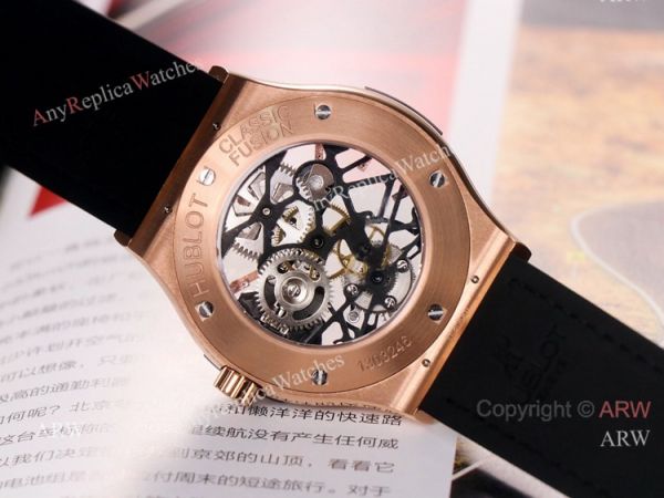 42mm Hublot Rose Gold Classic Fusion Skeleton Tourbillon Diamond Watch Replica 42mm Hublot Rose Gold Classic Fusion Skeleton Tourbillon Diamond Watch Replica