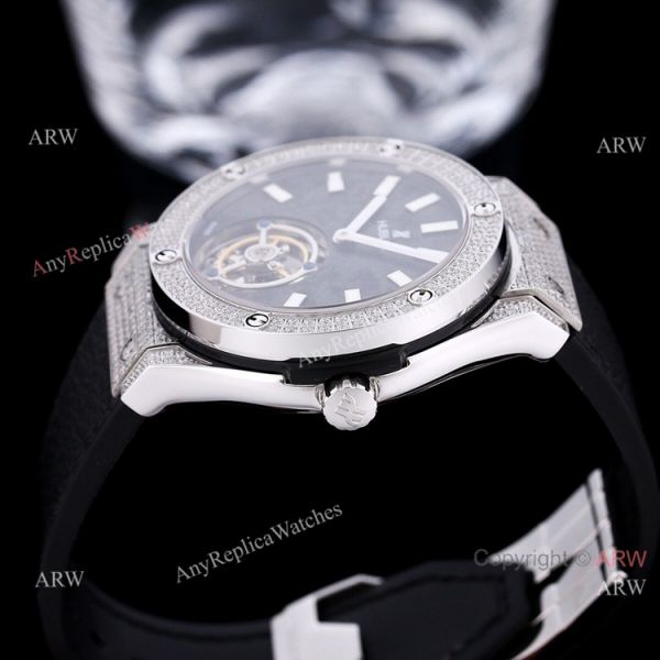 Best Replica Hublot Full Diamond Watch Rose Gold Black Dial Black Leather Strap Best Replica Hublot Full Diamond Watch Rose Gold Black Dial Black Leather Strap