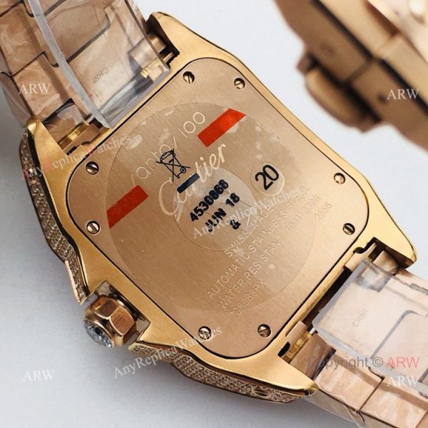 Best Copy Cartier Santos 100 Diamond Watch White Dial With Roman Markers Best Copy Cartier Santos 100 Diamond Watch White Dial With Roman Markers