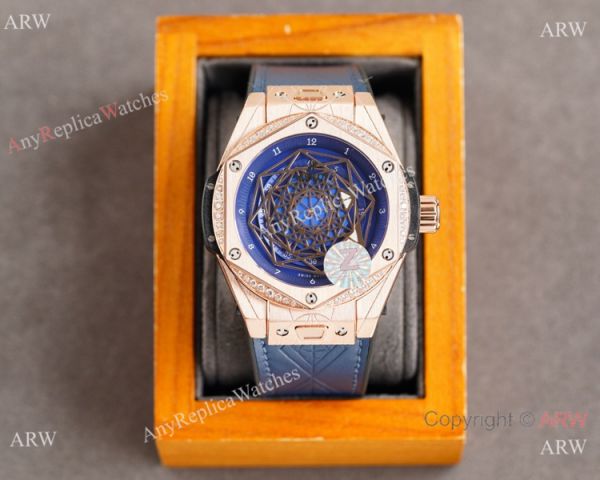 Z Factory Swiss Copy Hublot Sang Bleu Rose Gold Diamond Watch Citizen Movement Z Factory Swiss Copy Hublot Sang Bleu Rose Gold Diamond Watch Citizen Movement