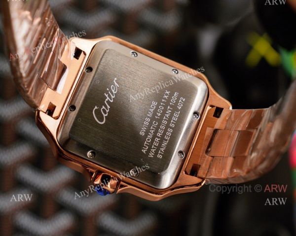 Swiss Quartz Cartier Santos Gold Copy Watch With Diamonds White Dial With Roman Markers Swiss Quartz Cartier Santos Gold Copy Watch With Diamonds White Dial With Roman Markers