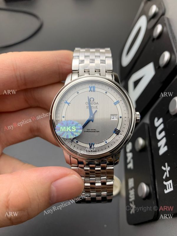 MKS Factory Omega Classic De Ville Prestige 9015 Watch Gray Dial Blue Markers MKS Factory Omega Classic De Ville Prestige 9015 Watch Gray Dial Blue Markers