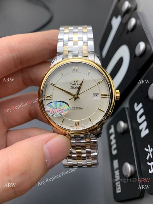 MKS Factory Omega Classic De Ville 9015 Watch Two Tone White Dial MKS Factory Omega Classic De Ville 9015 Watch Two Tone White Dial