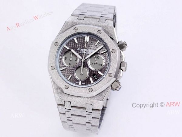 New Audemars Piguet Royal Oak Frosted Gold Chronograph Watch 41mm Black Dial Stainless Steel Bracelet Replica New Audemars Piguet Royal Oak Frosted Gold Chronograph Watch 41mm Black Dial Stainless Steel Bracelet Replica