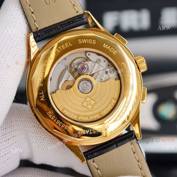 Swiss Replica Patek Philippe Moonphase Gold Grand Complications 9100 Automatic Watch White Face Swiss Replica Patek Philippe Moonphase Gold Grand Complications 9100 Automatic Watch White Face