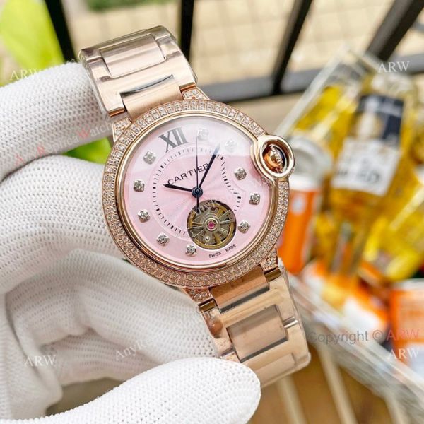Replica Ladies Cartier Ballon Bleu 36mm With Diamonds Tourbillon Watch Pink Face Replica Ladies Cartier Ballon Bleu 36mm With Diamonds Tourbillon Watch Pink Face