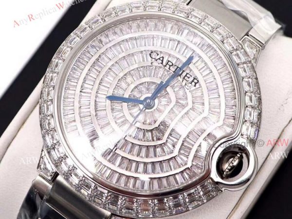 Iced Out Cartier Ballon Bleu 42mm Watch Stainless Steel Replica Watch Iced Out Cartier Ballon Bleu 42mm Watch Stainless Steel Replica Watch