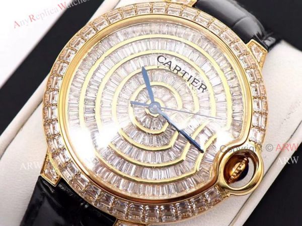 Gold Cartier Ballon Bleu 42mm Full Diamonds Knockoff Watch Gold Cartier Ballon Bleu 42mm Full Diamonds Knockoff Watch