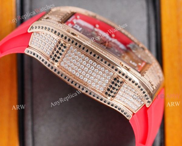 (RM Factory) Knockoff Richard Mille Rm010 Rose Gold Skeleton Watch Red Rubber Strap (RM Factory) Knockoff Richard Mille Rm010 Rose Gold Skeleton Watch Red Rubber Strap