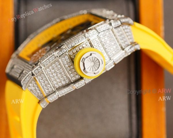 (RM Factory) Clone Richard Mille RM035-01 Orange Rubber Strap Knockoff Watch With Diamonds (RM Factory) Clone Richard Mille RM035-01 Orange Rubber Strap Knockoff Watch With Diamonds