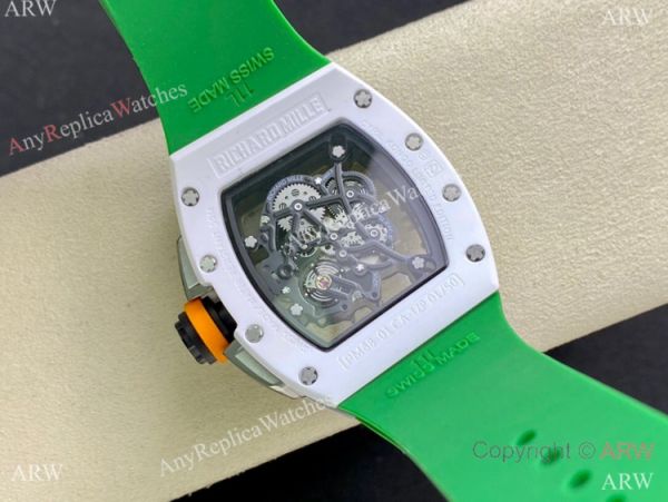 Super Clone Richard Mille Rm 59-01 Yohan Blake Tourbillon Watch White CeramicGreen Rubber Strap Super Clone Richard Mille Rm 59-01 Yohan Blake Tourbillon Watch White CeramicGreen Rubber Strap