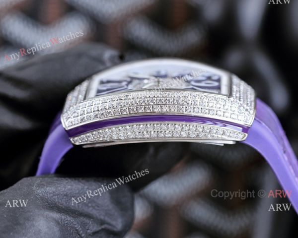 Swiss Quartz Franck Muller Vanguard Lady Watches Purple Gummy Strap Swiss Quartz Franck Muller Vanguard Lady Watches Purple Gummy Strap