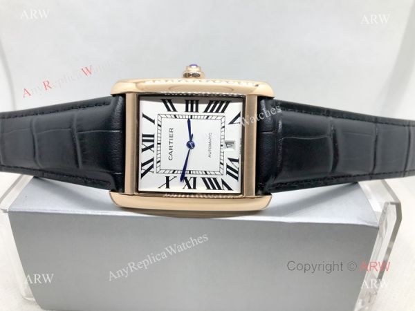 Clone Cartier Tank Automatic Rose Gold White Dial Watch Men Clone Cartier Tank Automatic Rose Gold White Dial Watch Men