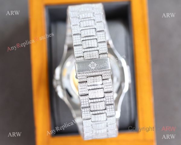 Swiss Grade One Patek Philippe Iced Out Nautilus 9015 Watch BlackSilver Diamond Swiss Grade One Patek Philippe Iced Out Nautilus 9015 Watch BlackSilver Diamond