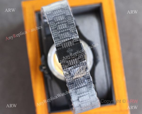 Swiss Grade One Patek Philippe Nautilus Iced Out 9015 Watch Solid Black Swiss Grade One Patek Philippe Nautilus Iced Out 9015 Watch Solid Black