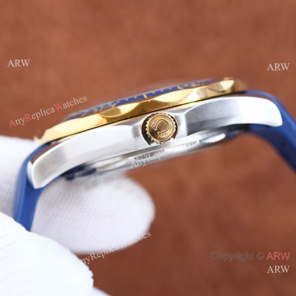 Swiss Quality Copy Omega Seamaster 300m Citizen Watch Two Tone Rose Gold Blue Rubber Strap Swiss Quality Copy Omega Seamaster 300m Citizen Watch Two Tone Rose Gold Blue Rubber Strap
