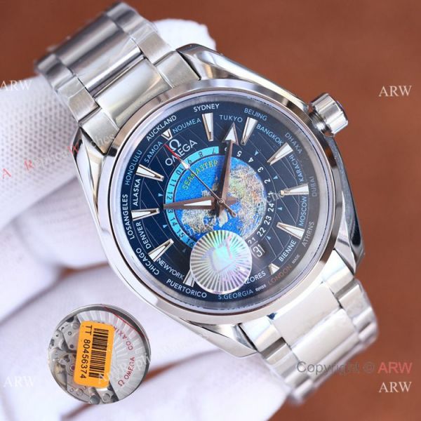 Swiss Quality Omega Aqua Terra Worldtimer Blue Rubber Watch Swiss Quality Omega Aqua Terra Worldtimer Blue Rubber Watch