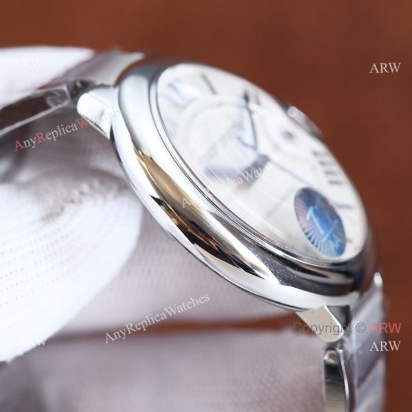 Copy Balloon Blue Cartier SS Silver Face Watch with Black Leather Strap Copy Balloon Blue Cartier SS Silver Face Watch with Black Leather Strap