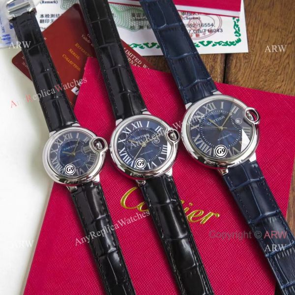 Fake Balloon Blue Cartier V6 Blue Dial Watch with Blue Leather Strap Fake Balloon Blue Cartier V6 Blue Dial Watch with Blue Leather Strap