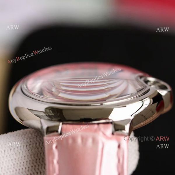Copy Balloon Blue Cartier Wave Pink Dial V6 Watch with Pink Leather Strap Copy Balloon Blue Cartier Wave Pink Dial V6 Watch with Pink Leather Strap