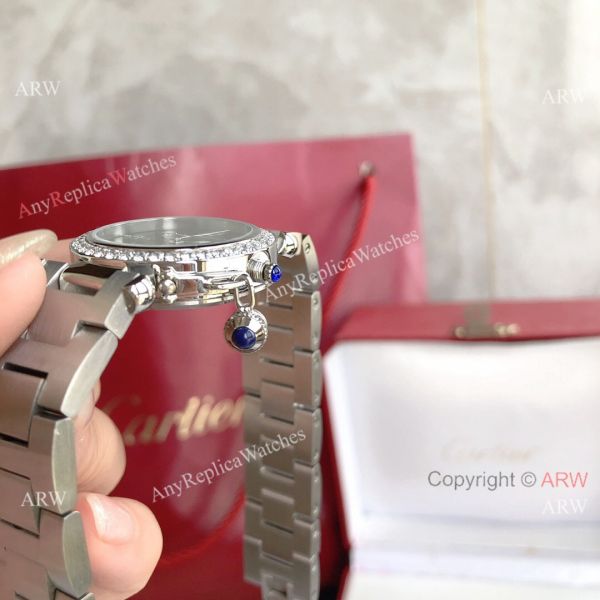 New Replica Cartier Pasha Diamond Bezel Deep Green Dial 316L SS Watch With Arabic Markers New Replica Cartier Pasha Diamond Bezel Deep Green Dial 316L SS Watch With Arabic Markers
