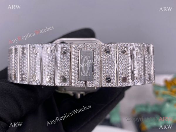 TW Factory Santos de Cartier Skeleton Watch Iced Out Cartier Automatic TW Factory Santos de Cartier Skeleton Watch Iced Out Cartier Automatic